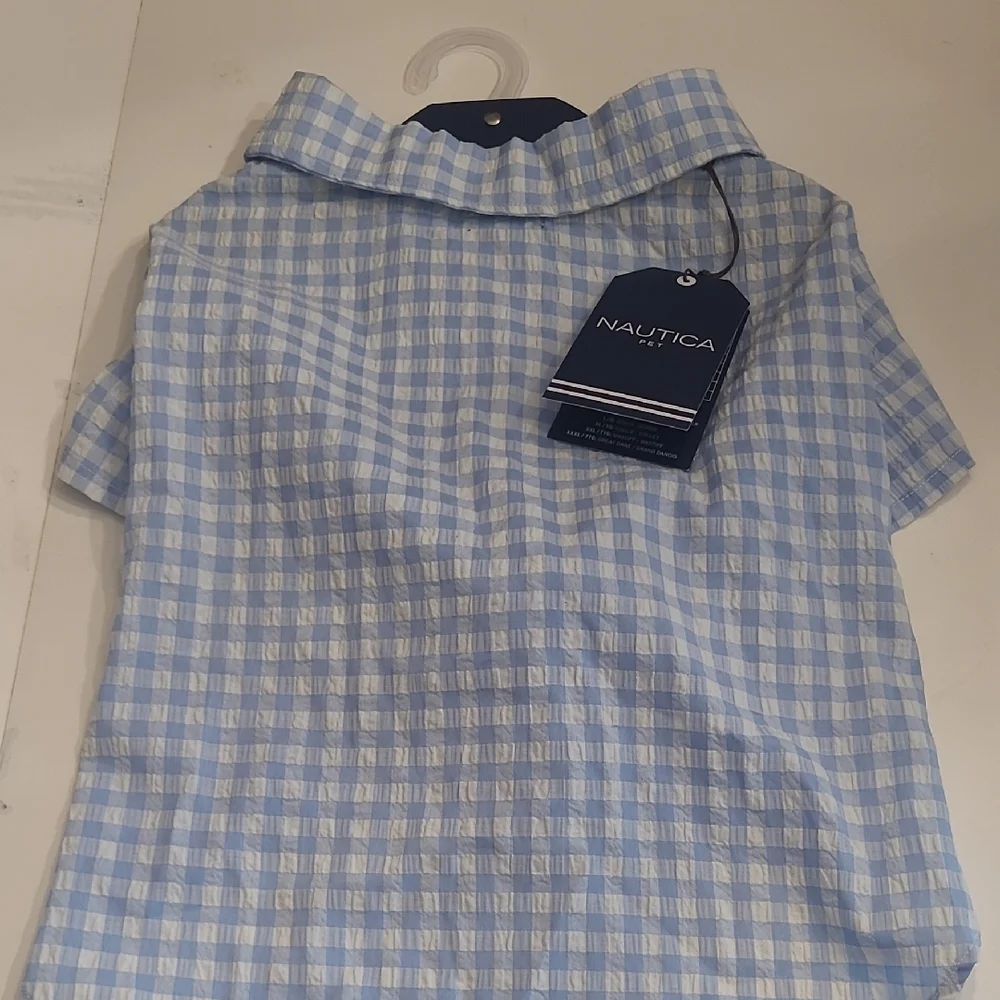Nautica Plaid Pet Shirt Faux Button Flannel Collared Sleeved Checkered Top NWT